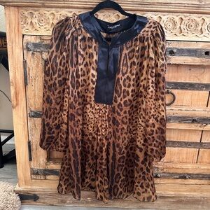 Dolce & Gabbana Leopard Print Dress with Black Trim